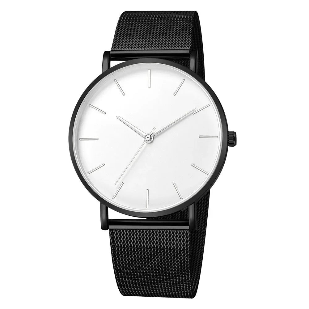 Storazone 4-Black-White Leisure Simple Women Watch 2024 Vintage Mesh Belt Ultra-thin Fashion Relojes Para Mujer Luxury Man Wrist Watches