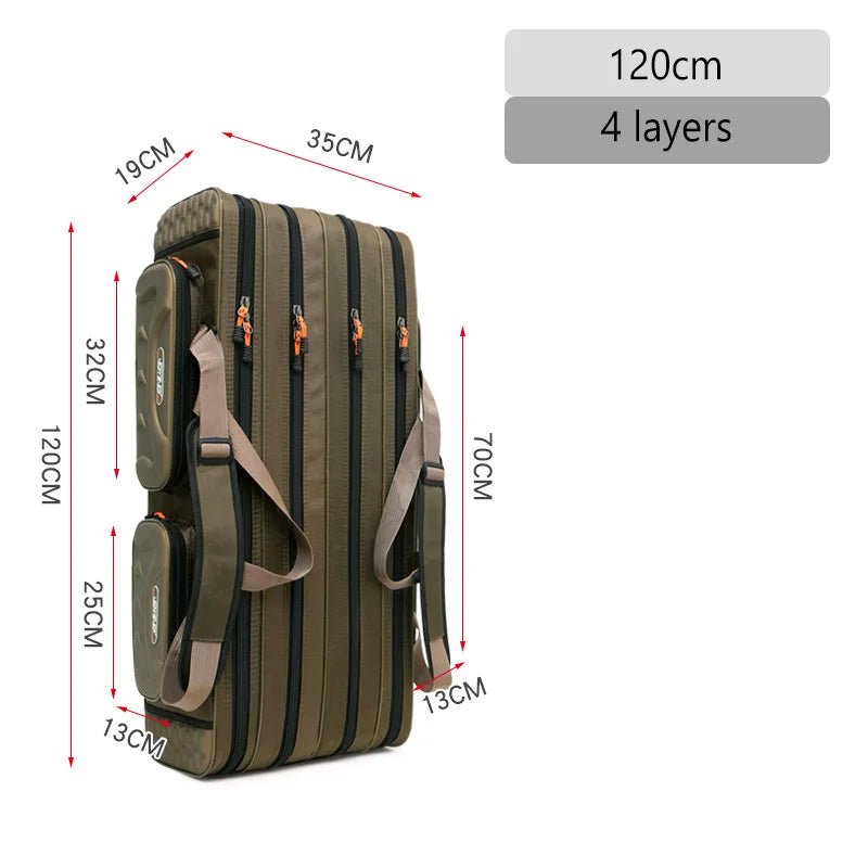 Storazone 4 layer 120cm Multifunctional Hard Spinning Fishing Rod Bag 2/3/4 Layers 80CM-130CM Fishing Tackle Bags 1680D Oxford Reel Gear Storage Case