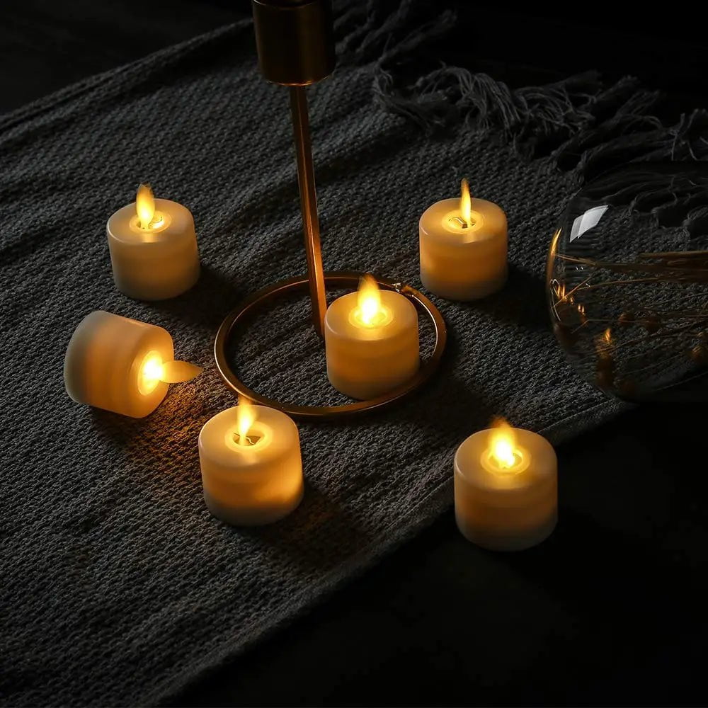 Storazone 4 or 6 Flameless Moving Wick Candles With Remote Control Realistic Christmas Church Wedding Fake Electronic Candle LED Wedding