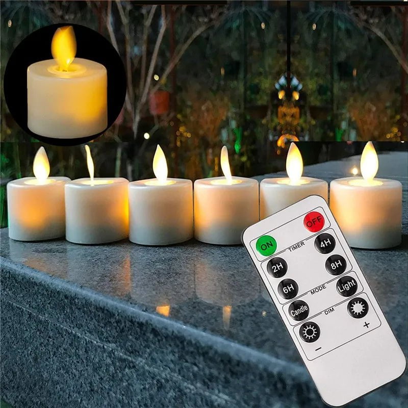 Storazone 4 or 6 Flameless Moving Wick Candles With Remote Control Realistic Christmas Church Wedding Fake Electronic Candle LED Wedding