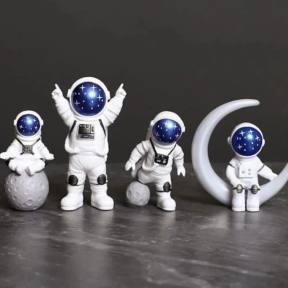 Storazone 4 pcs Astronaut Figure Statue Figurine Spaceman Sculpture Educational Toy Desktop Home Decoration Astronaut Model For Kids Gift