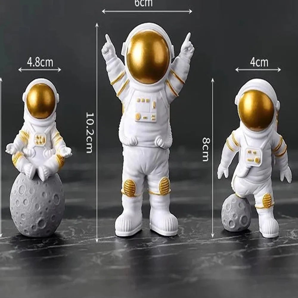 Storazone 4 pcs Astronaut Figure Statue Figurine Spaceman Sculpture Educational Toy Desktop Home Decoration Astronaut Model For Kids Gift