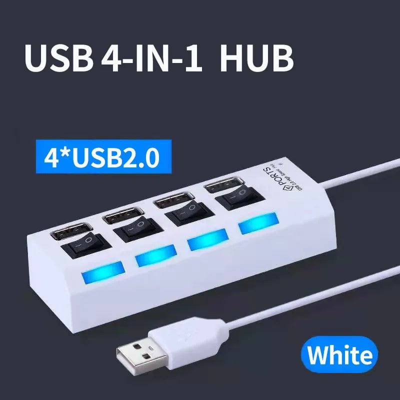 Storazone 4 ports white OLAF USB HUB 2.0 4/7 Port Multiple Expander USB 2.0 Hub with Switch Multi USB Splitter Hub Use Power Adapter Computer Accessorie