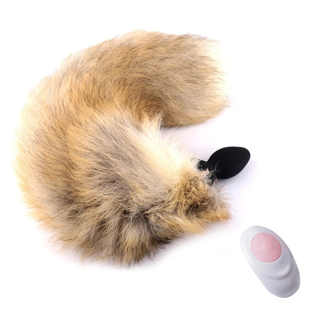 Storazone 42cm With Remote 1 Anal Vibrator With Fox Tail Dildo Anal Plug Remote Control Anus Dilator For Women Adult Cosplay Accessories Vibrating Butt Plug