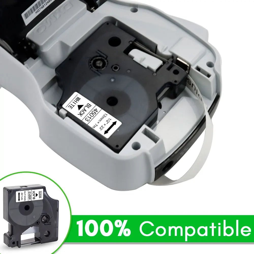 Storazone 45013 Label Tape Black on White For Dymo D1 45013 45018 12mm Label Cartridge For Dymo LabelManager 160 280 COLORPOP Label Maker