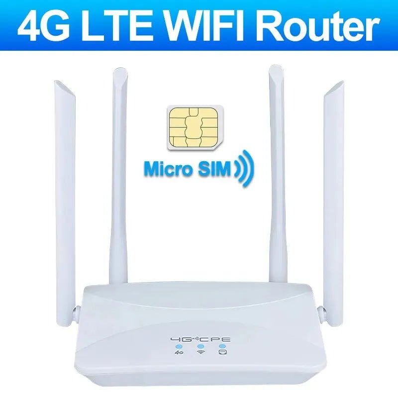 Storazone 4G WIFI Router 4G LTE WIFI Router 150Mbps 4 External Antennas Power Signal Booster Hotspot Smoother Wired Connection Intelligent Micro SIM Card