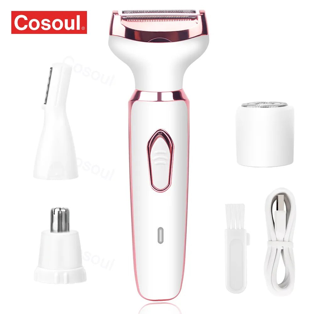 Storazone 4in1 4 in 1 Electric Razor for Women Shaver Lady Shaver Body Hair Trimmer for Armpit Bikini Arm Leg Face Mustache Portable Painless