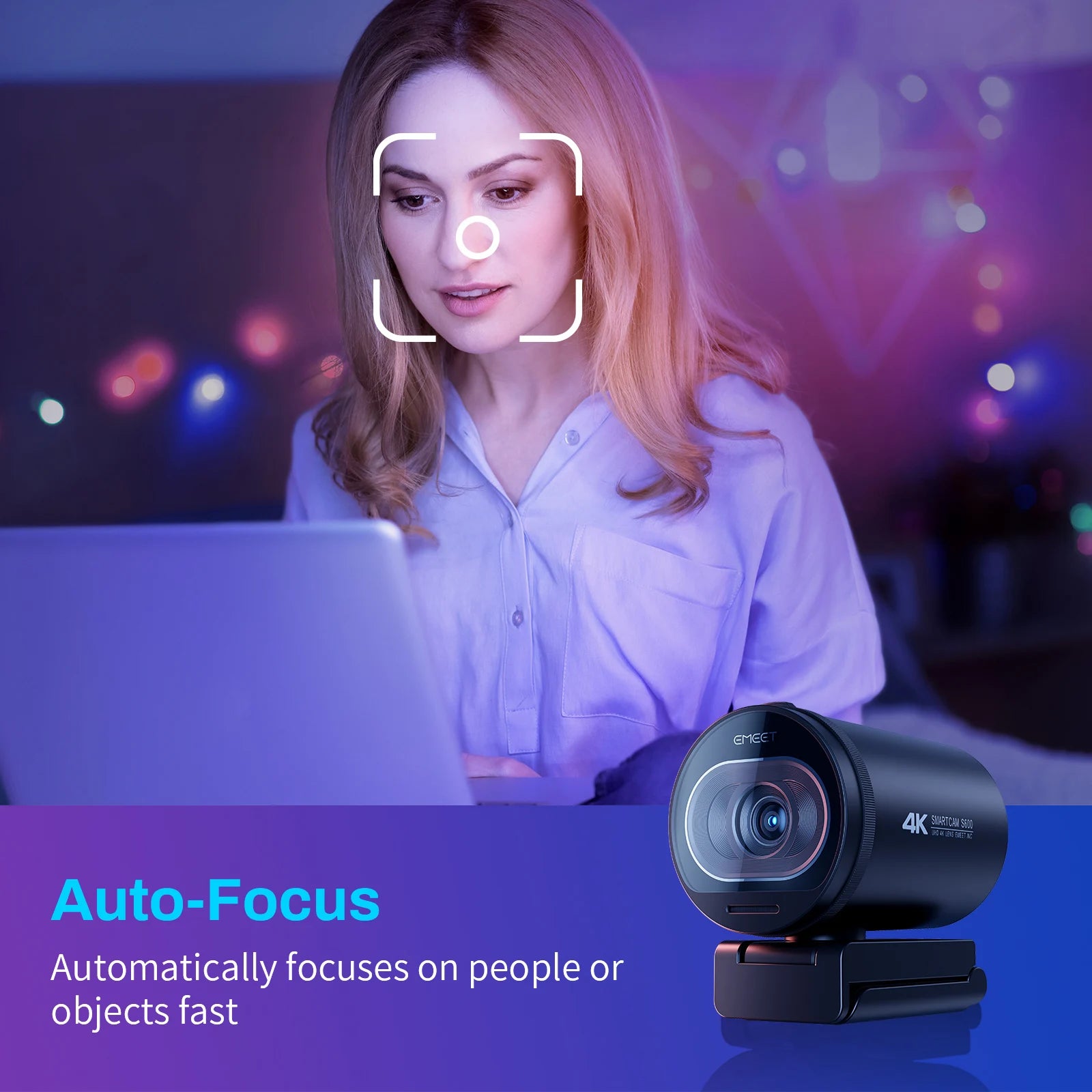 Storazone 4K Webcam 1080P 60FPS Autofocus Streaming Web Camera EMEET S600 Living Stream Camera With Mics&Privacy Cover for Tiktok/YouTube