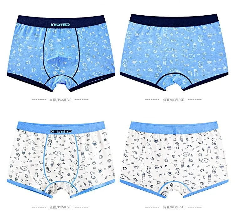 Storazone 4pcs 100% Cotton Boys Underwear Kids Quality Boxer Boy Shorts Bottoms Boys Clothes for 3 4 6 8 10 12 14 Years Old RKU183004