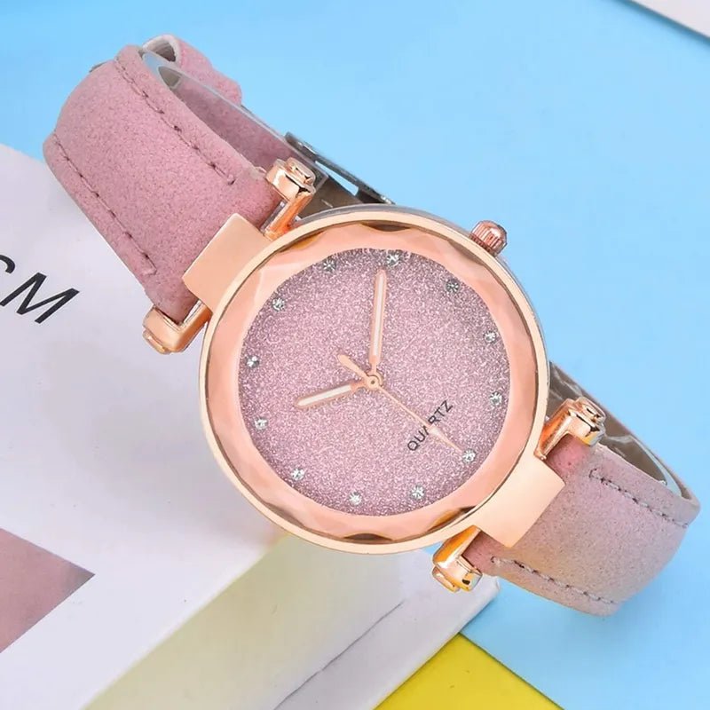 Storazone 4PCS Set Luxury Women Watches Rhinestone Fashion Elegant Wristwatch Quartz Watch Ladies Clock For Girl Gift