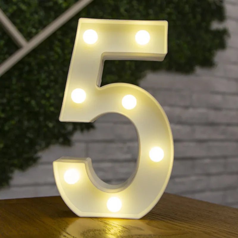 Storazone 5 / 22cm Luxury Alphabet Letter LED Lights Luminous Number Lamp  Battery Night Light for Home Wedding Birthday Christmas Party Decoration