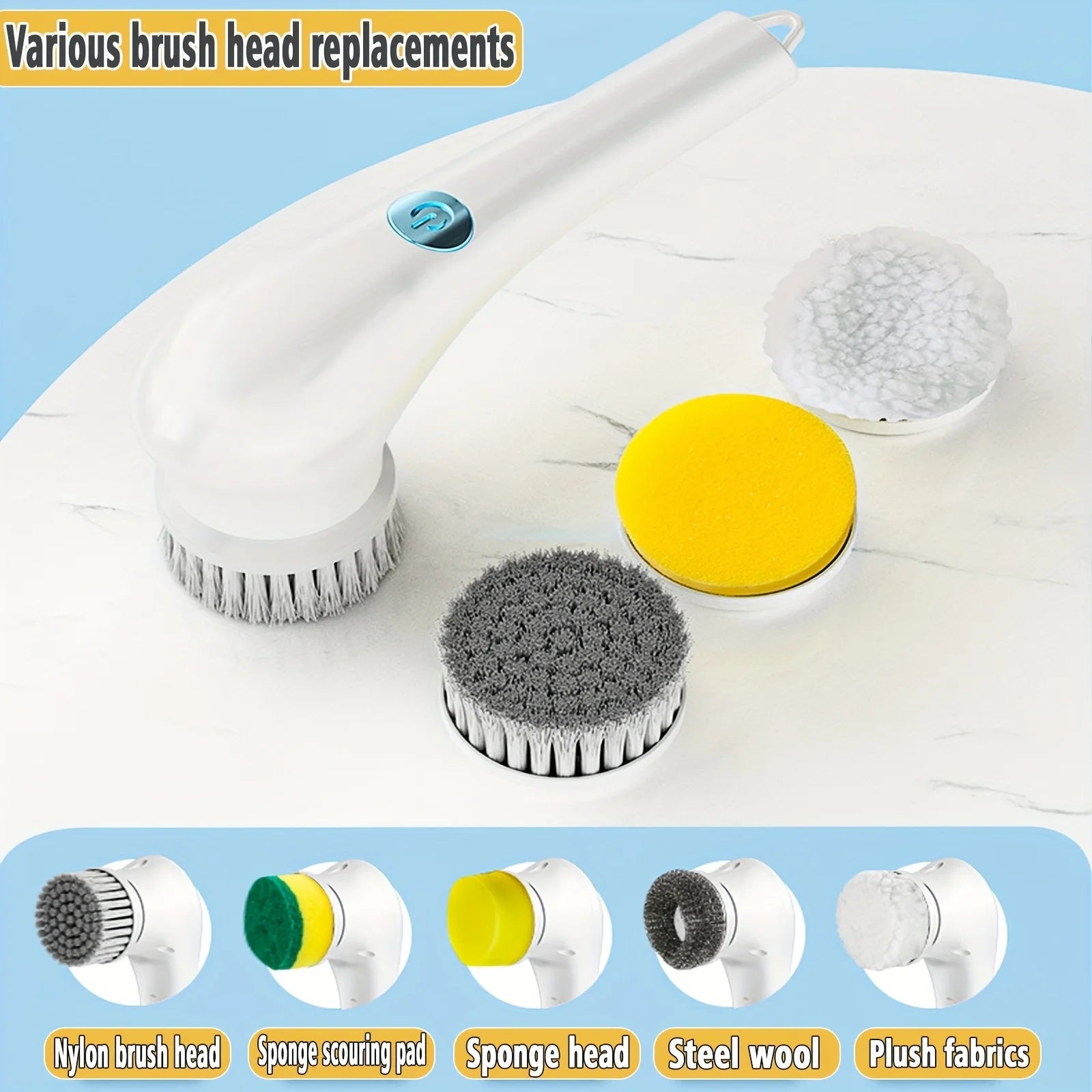 Storazone 5-in-1Multifunctional Electric Cleaning Brush usb charging Bathroom Wash Brush Kitchen Cleaning Tool Dishwashing Brush Bathtub