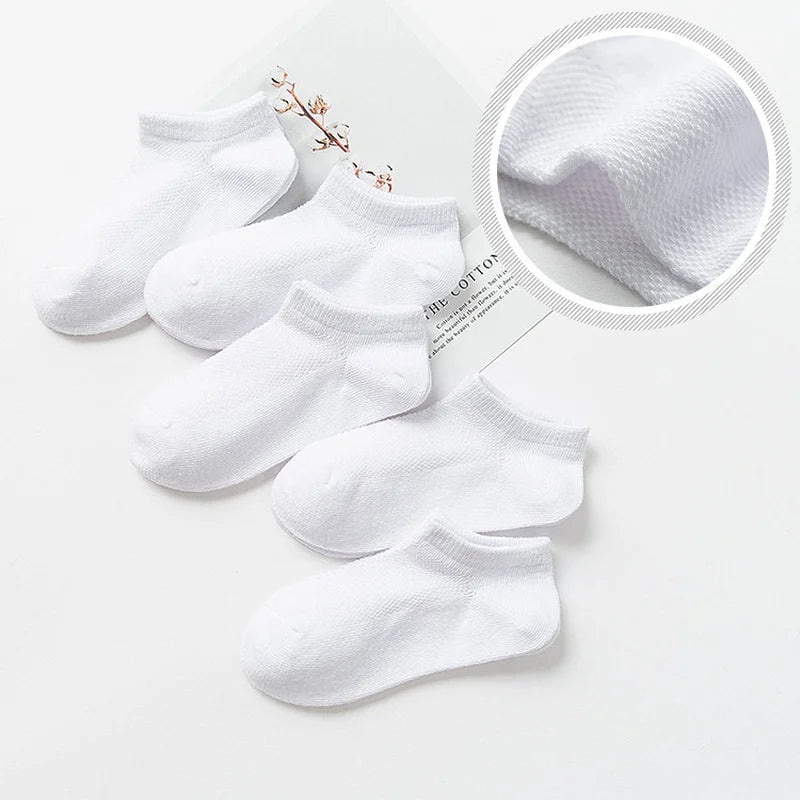 Storazone 5 Pairs Baby Socks Boys Girls Black White Gray Socks Cotton Soft Newborn Babies Loose Comfortable Sock Kids School Sport Clothes