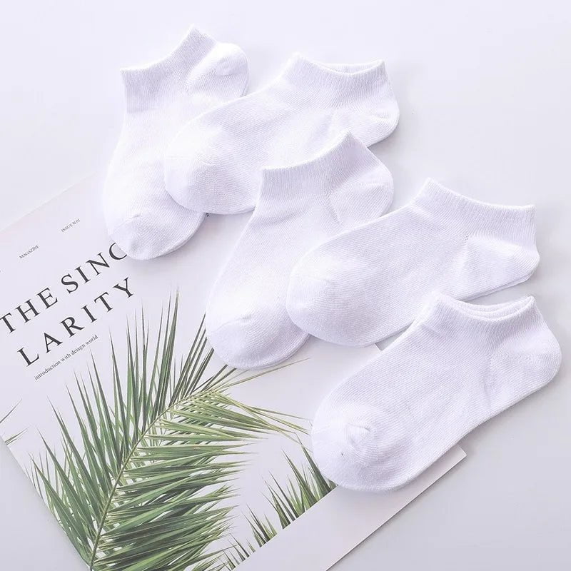 Storazone 5 Pairs Baby Socks Boys Girls Black White Gray Socks Cotton Soft Newborn Babies Loose Comfortable Sock Kids School Sport Clothes