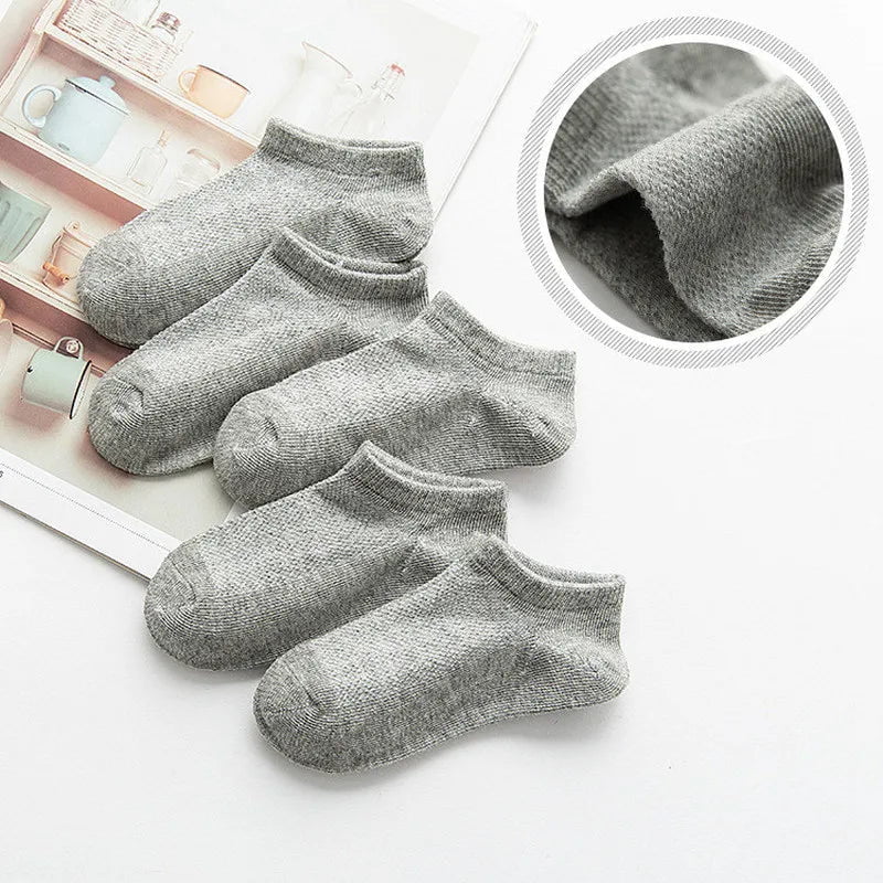 Storazone 5 Pairs Baby Socks Boys Girls Black White Gray Socks Cotton Soft Newborn Babies Loose Comfortable Sock Kids School Sport Clothes