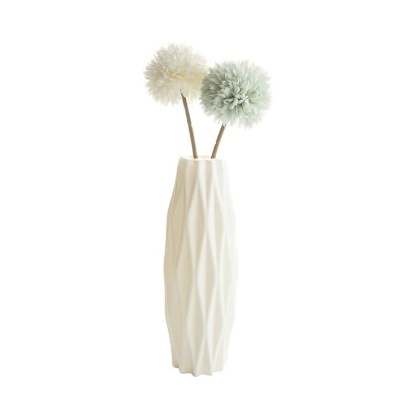 Storazone 5 Plastic Vase Home for Decoration White Imitation Ceramic Flower Pot Plants Basket Nordic Wedding Decorative Dining Table Bedroom