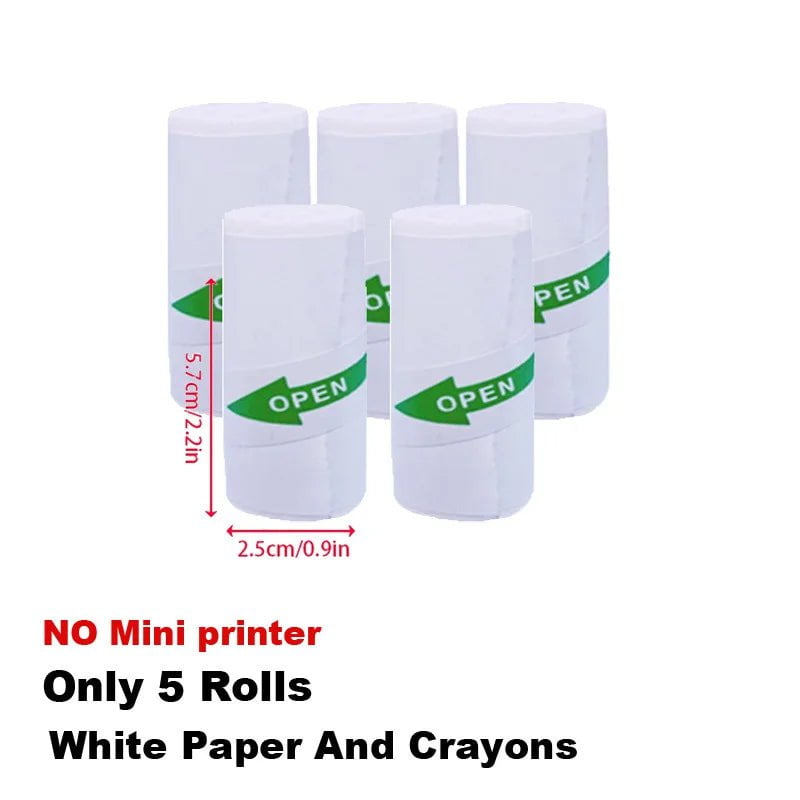 Storazone 5 X White Stickers Mini Pocket Printer, Wireless BT Connection Thermal Printer For Photos Receipts Notes Memo Label Portable Inkless Gift Printer