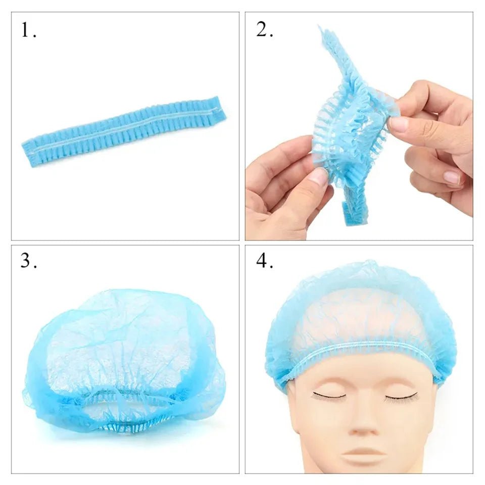 Storazone 50/100pcs Disposable Non Woven Fabric Sterile Hat For Grafting Eyelash Makeup Hair Net Caps SPA Hair Salon Bathroom Supplies