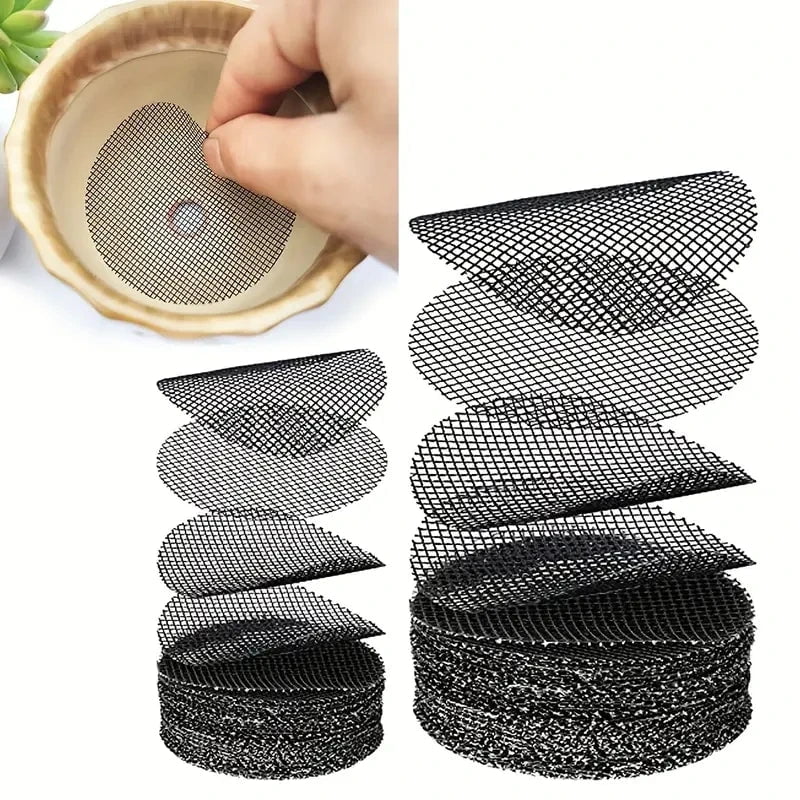 Storazone 50 Piece Pot Hole Screen Mat, Round Drainage Hole Screen to prevent soil loss, Plant Drainage Screen Gasket, Gardening Supplies