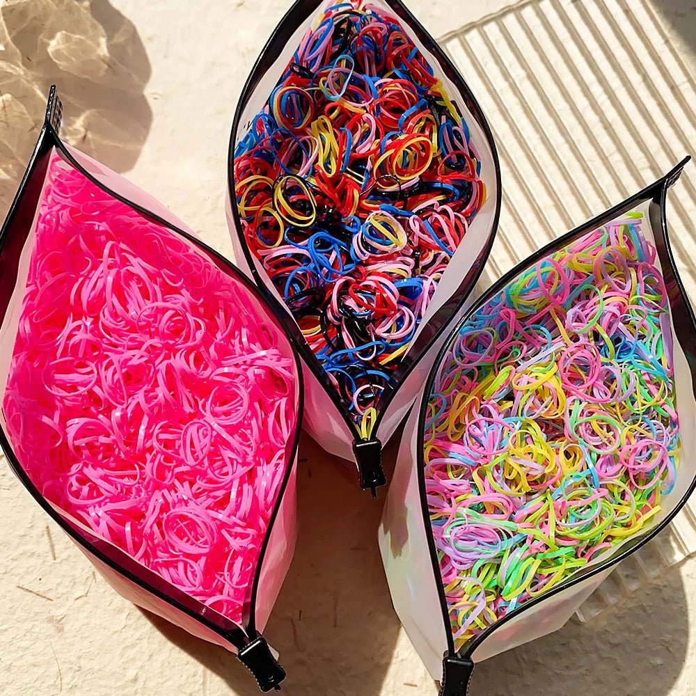 Storazone 500/1000/2000pcs Girls Colourful Disposable Rubber Band Hair Ties Headband Children Ponytail Holder Bands Kids Hair Accessories