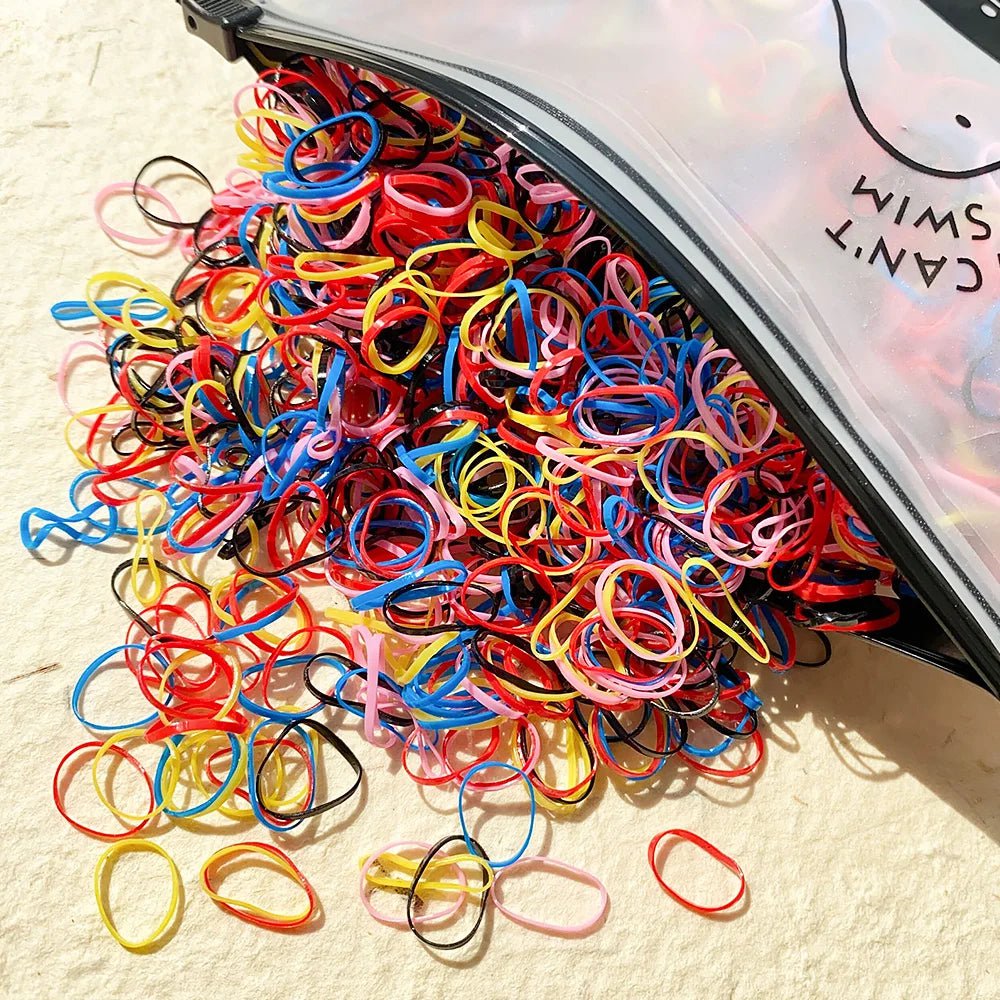 Storazone 500/1000/2000pcs Girls Colourful Disposable Rubber Band Hair Ties Headband Children Ponytail Holder Bands Kids Hair Accessories