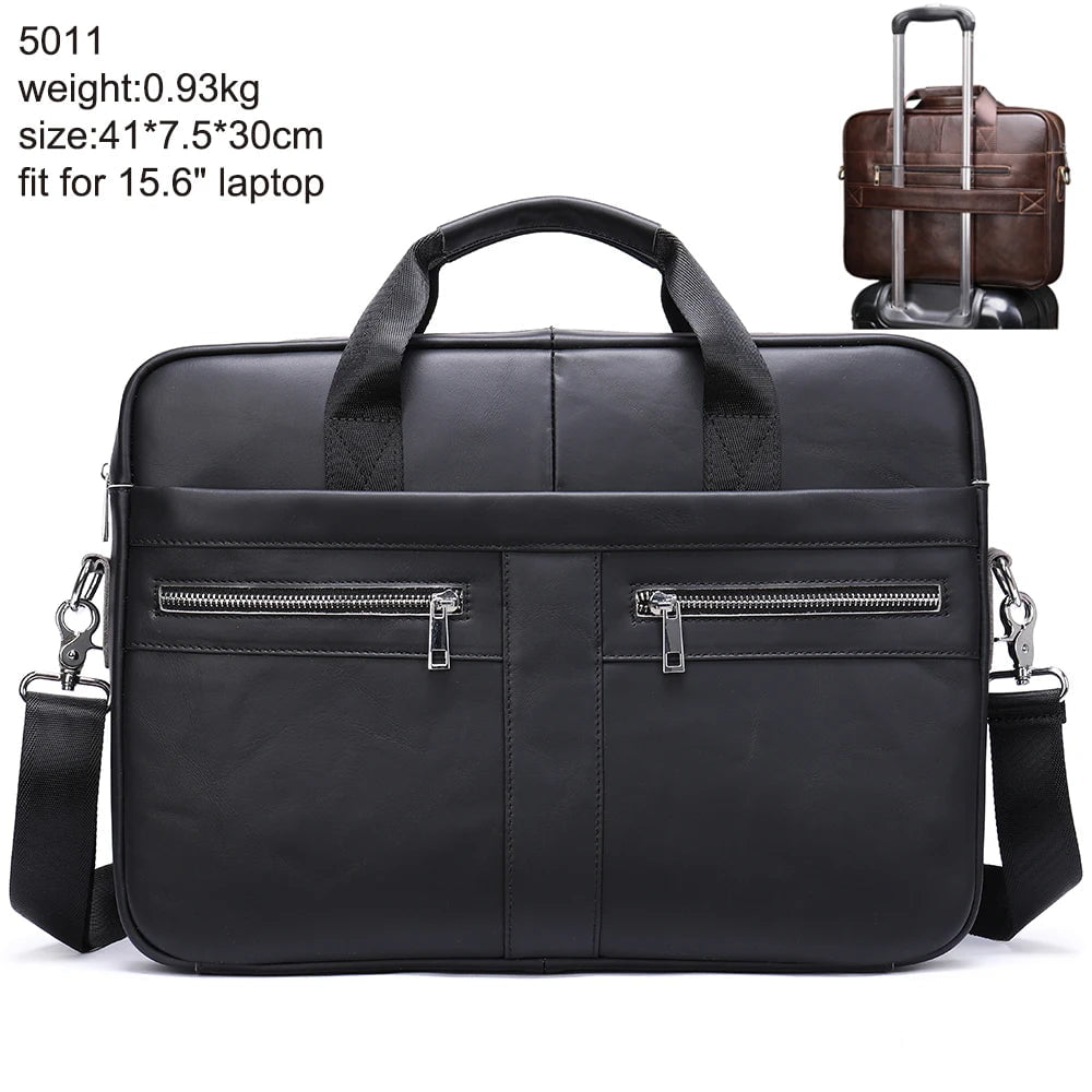 Storazone 5011black / CHINA WESTAL Bag men's Genuine Leather briefcase Male man laptop bag natural Leather for men Messenger bags men's briefcases 2019