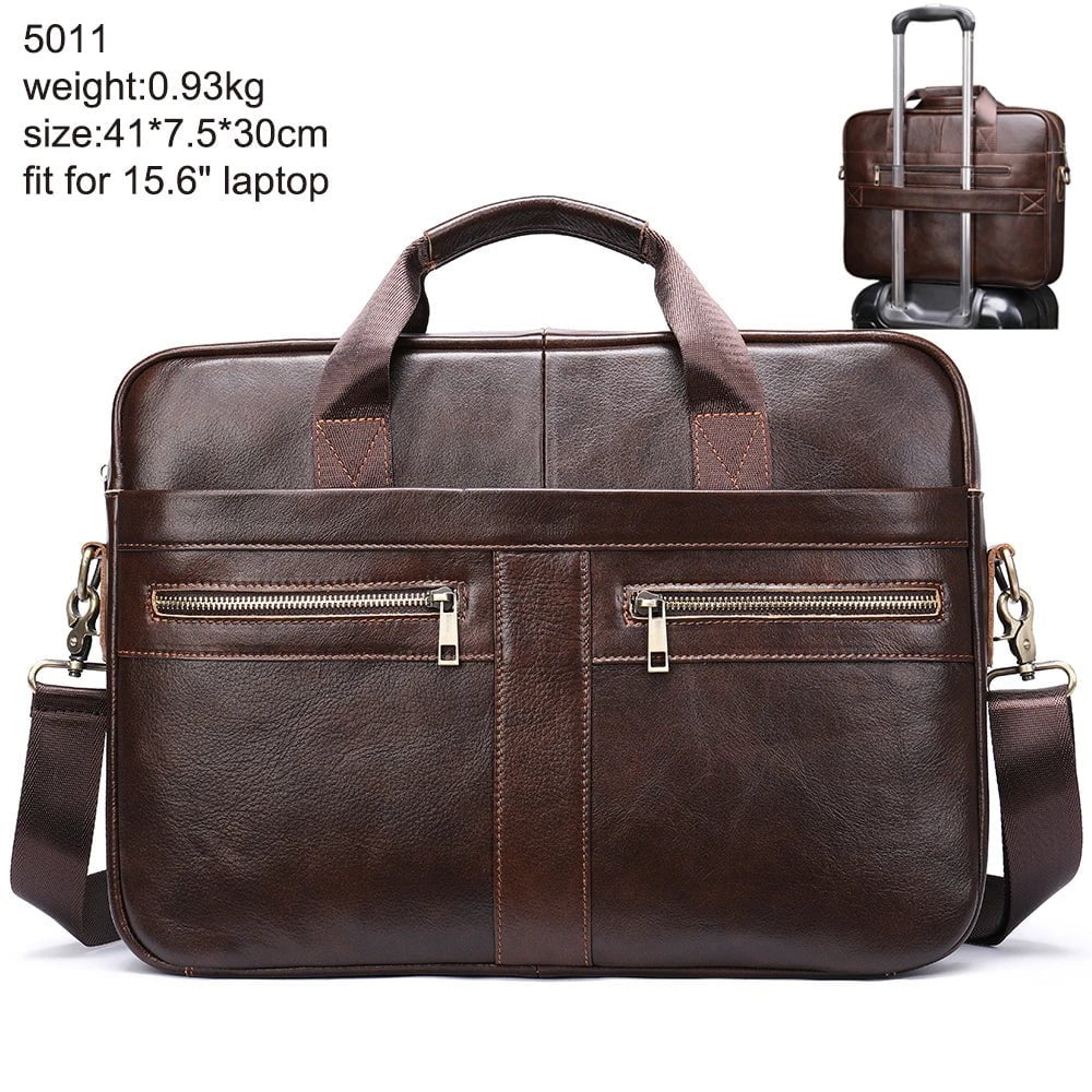 Storazone 5011coffee / CHINA WESTAL Bag men's Genuine Leather briefcase Male man laptop bag natural Leather for men Messenger bags men's briefcases 2019