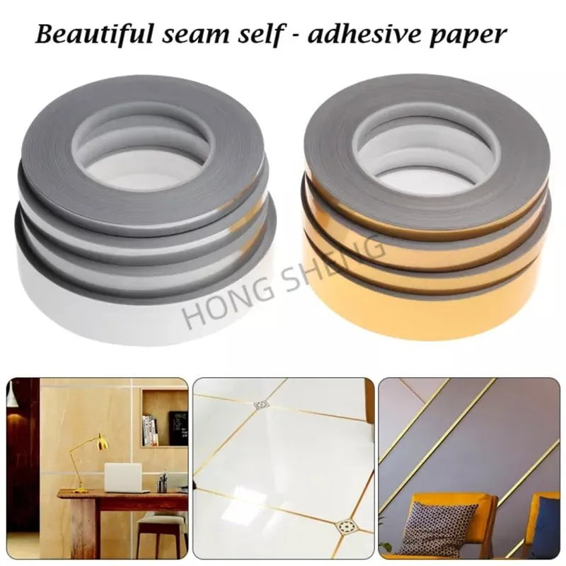 Storazone 50M Gold black Self-Adhesive Tile Stickers Tape Floor Waterproof  Wall Gap Sealing Strip Tile Beauty Seam Sticker Home Decoratio