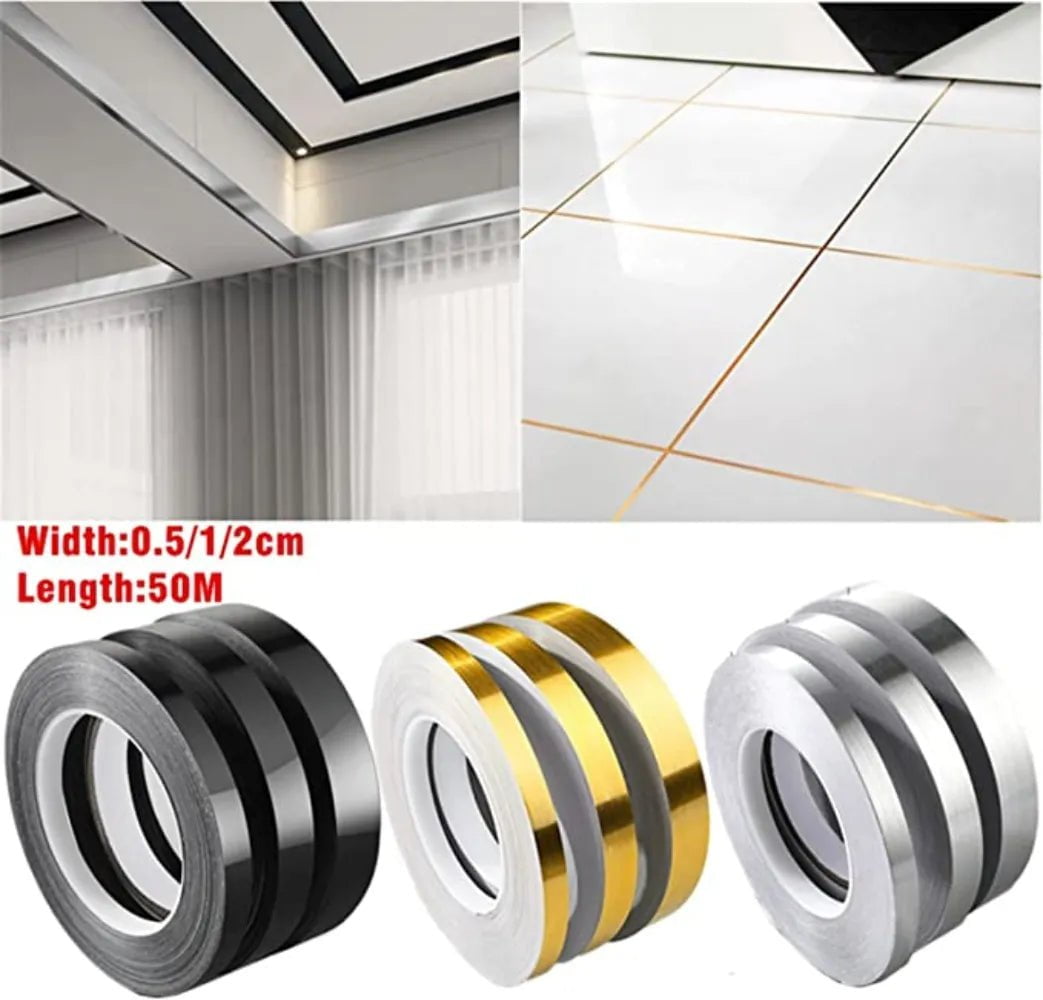 Storazone 50M Gold black Self-Adhesive Tile Stickers Tape Floor Waterproof  Wall Gap Sealing Strip Tile Beauty Seam Sticker Home Decoratio