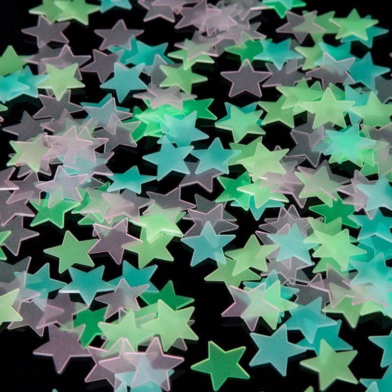 Storazone 50pcs 3D Stars Glow In The Dark Wall Stickers Luminous Fluorescent Wall Stickers For Kids Baby Room Bedroom Ceiling Home Decor