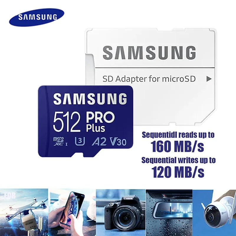 Storazone 512GB U3 R160MBs SAMSUNG Original Micro SD 64GB Memori Memory Card C10 TF MicroSD TF Cards SDXC 128GB 256GB 512GB U3 4K For Phone Drone Camera