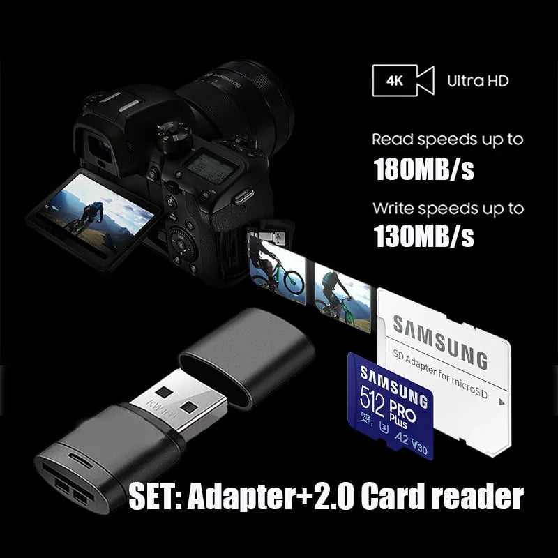 Storazone 512GB U3 R180MBs-Set SAMSUNG Original Micro SD 64GB Memori Memory Card C10 TF MicroSD TF Cards SDXC 128GB 256GB 512GB U3 4K For Phone Drone Camera