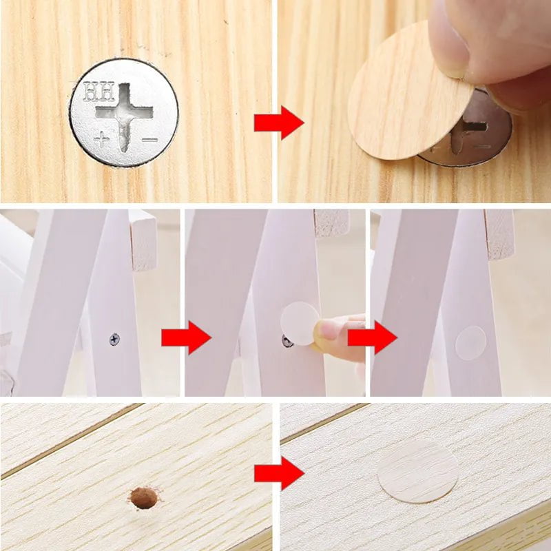 Storazone 54Pcs/Sheet PVC 21mm Self Adhesive Decorative Films Furniture Screw Cover Caps Stickers Wood Craft Desk Cabinet Ornament