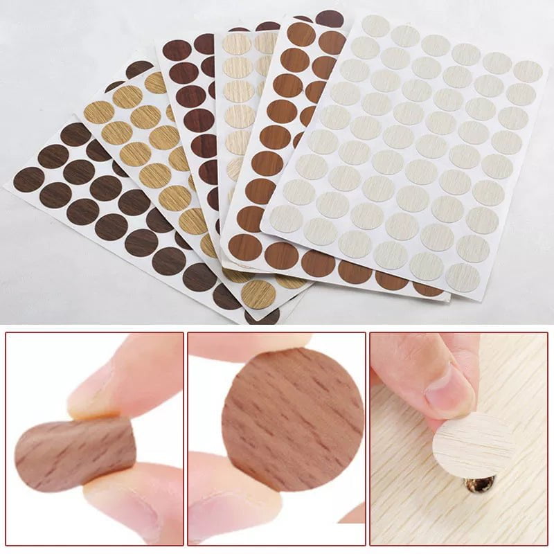 Storazone 54Pcs/Sheet PVC 21mm Self Adhesive Decorative Films Furniture Screw Cover Caps Stickers Wood Craft Desk Cabinet Ornament