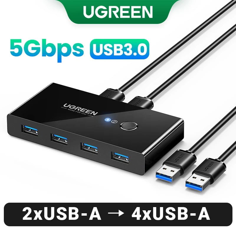 Storazone 5Gbps USB-A 3.0 / israel UGREEN USB KVM Switch USB 3.0 2.0 Switcher KVM Switch for Windows10 PC Keyboard Mouse Printer 2 PCs Sharing 4 Devices USB Switch