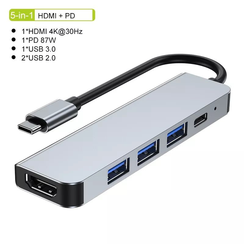 Storazone 5in1 HDMI PD USB C HUB Type C Splitter Thunderbolt 3 Docking Station Laptop Adapter With For Macbook Air M1 iPad Pro RJ45 HDMI