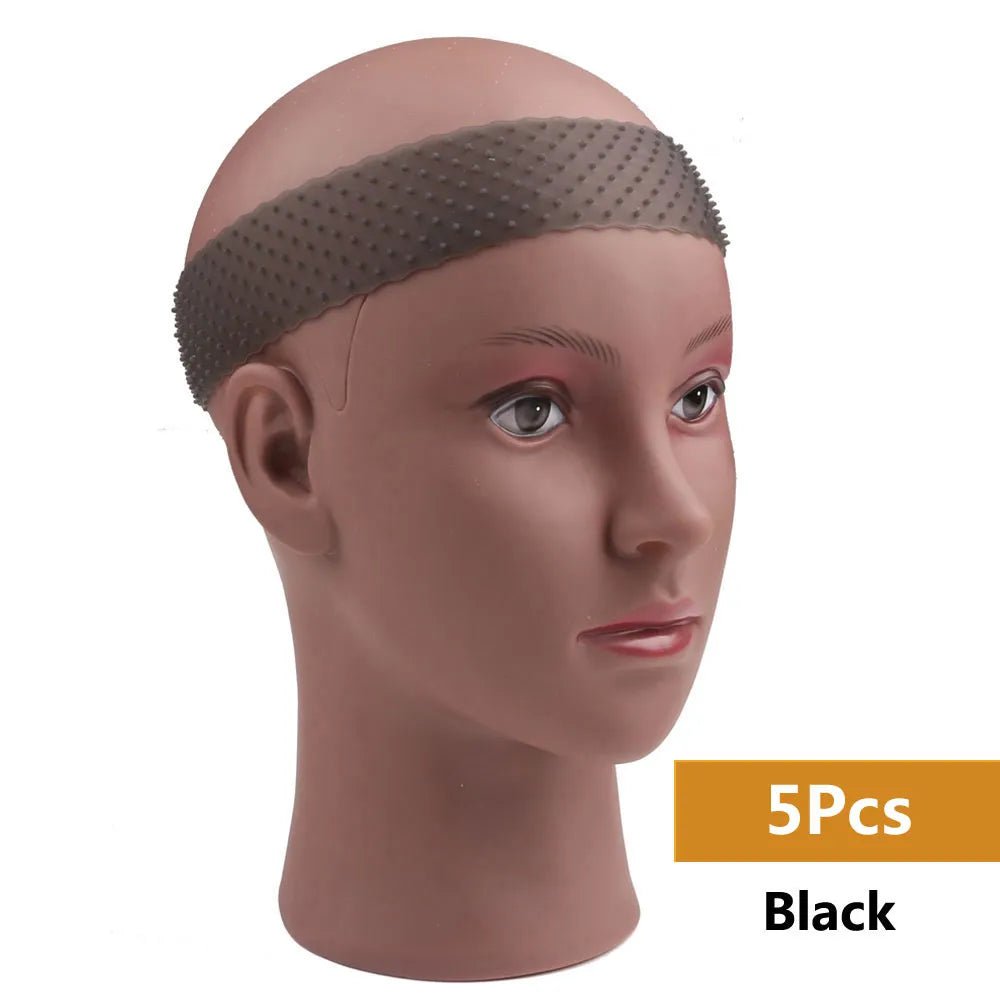 Storazone 5pc Black Non Slip Silicone Wig Grip Headband Transparent Black Brown Wig Band to Hold Wig Anti-Slip Wig Accessories For Daily Use