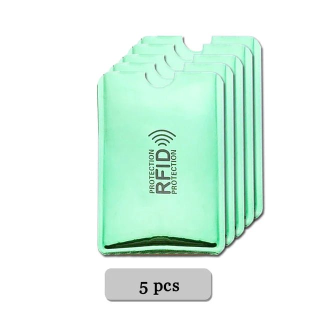 Storazone 5pcs Green Anti Rfid Card Holder Blocking Reader Lock Bank Card ID Card Case Protector Metal Credit Card Holder Aluminium Case