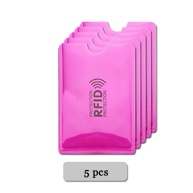 Storazone 5pcs Rose red Anti Rfid Card Holder Blocking Reader Lock Bank Card ID Card Case Protector Metal Credit Card Holder Aluminium Case