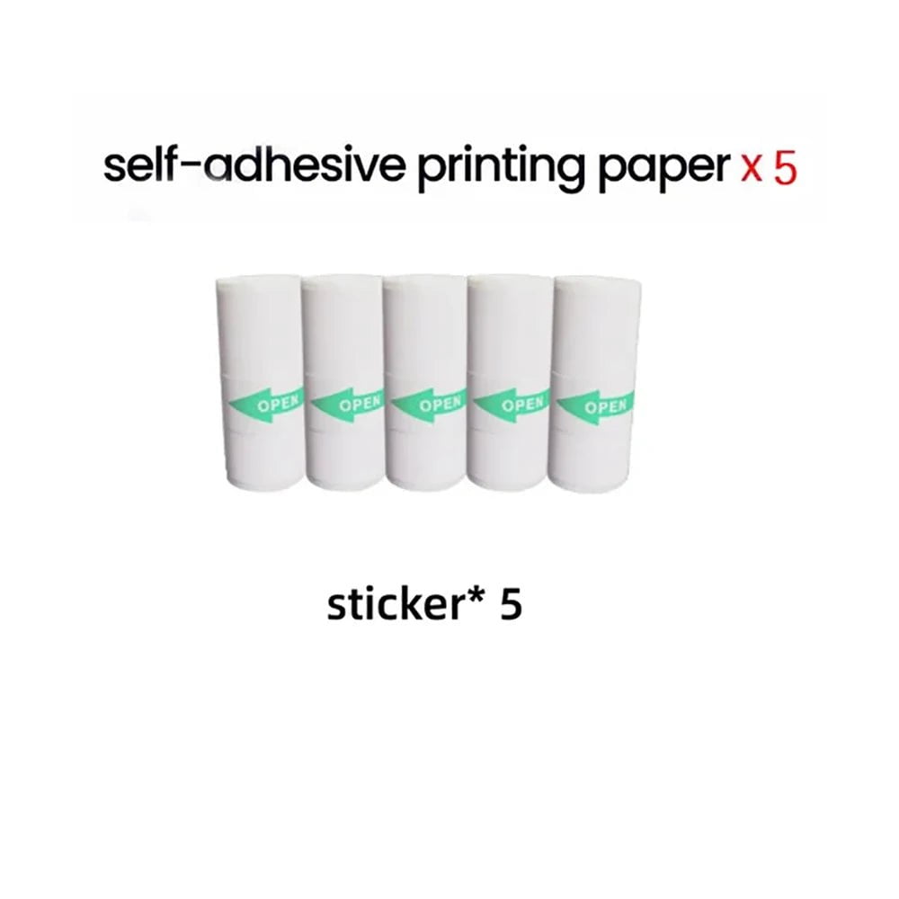 Storazone 5pcs Self-adhesive HD Mini Portable Printer Thermal Paper Universal 57mm Self-adhesive Paper Label Sticker For Phone Printing Picture Photo 2024