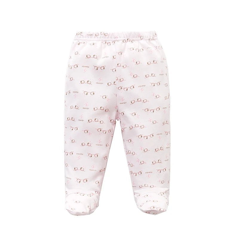 Storazone 5PCS Unisex Cotton Spring Autumn Footed Baby Pants Cartoon Baby Girls Boys Clothes Newborn Bebe Trousers Newborn Baby Clothing