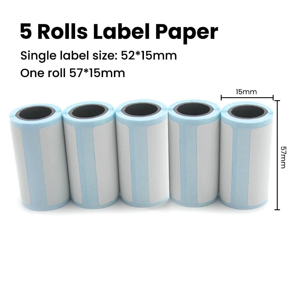 Storazone 5Rolls Label Paper Mini Printer Thermal Paper Label Sticker Colorful Adhesive Self-adhesive Paper for Wireless Bluetooth Photo Inkless Printer 57mm