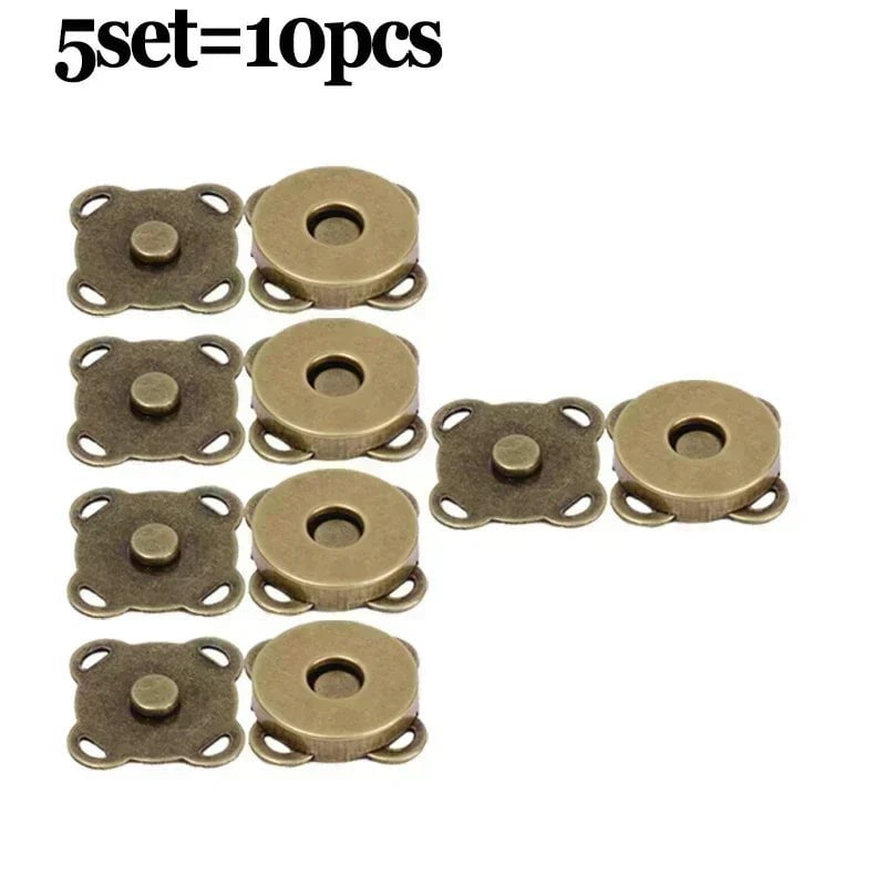 Storazone 5set-bronze / 18mm 1/10Sets Magnetic Snap Fasteners Clasps Buttons Handbag Purse Wallet Craft Bags Parts Mini Adsorption Buckle 14/18mm Wholesale