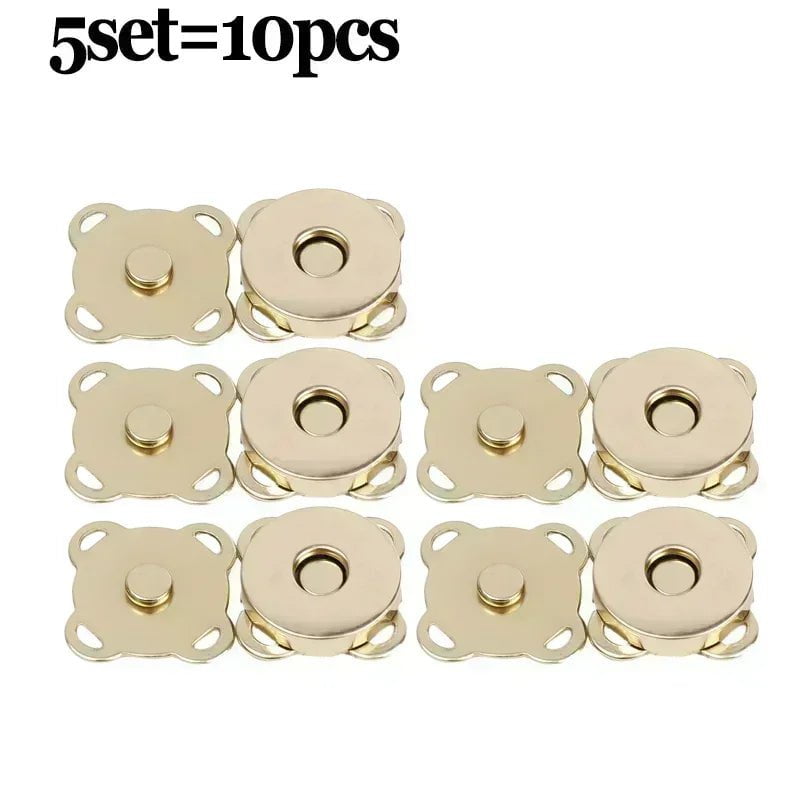 Storazone 5set-gold / 18mm 1/10Sets Magnetic Snap Fasteners Clasps Buttons Handbag Purse Wallet Craft Bags Parts Mini Adsorption Buckle 14/18mm Wholesale