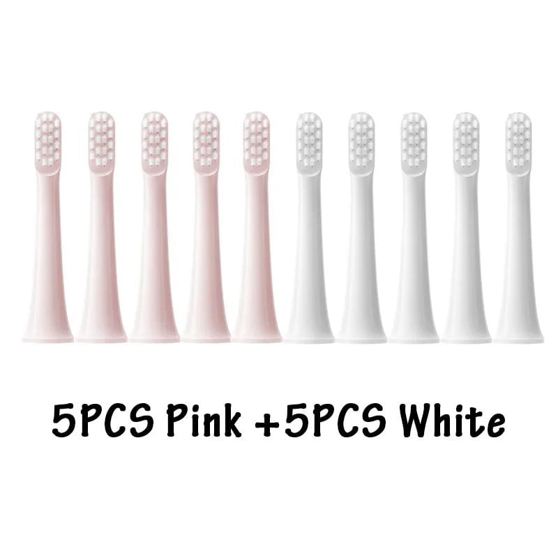 Storazone 5White5Pink 10PCS For XIAOMI MIJIA T100 Replacement Brush Heads Sonic Electric Toothbrush Vacuum DuPont Soft Bristle Suitable Nozzles