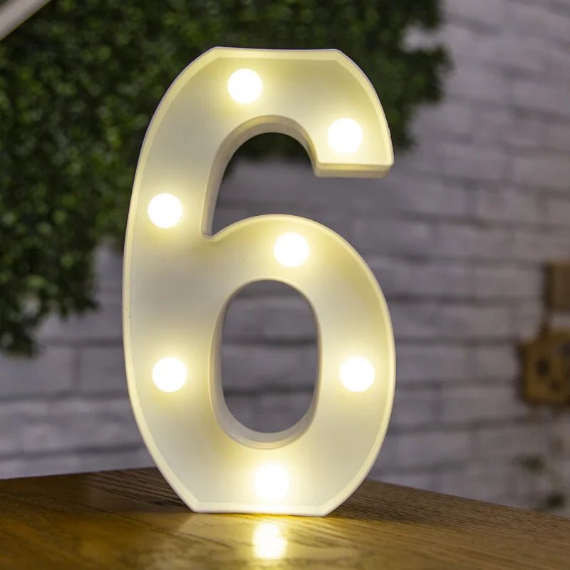 Storazone 6 / 22cm Luxury Alphabet Letter LED Lights Luminous Number Lamp  Battery Night Light for Home Wedding Birthday Christmas Party Decoration