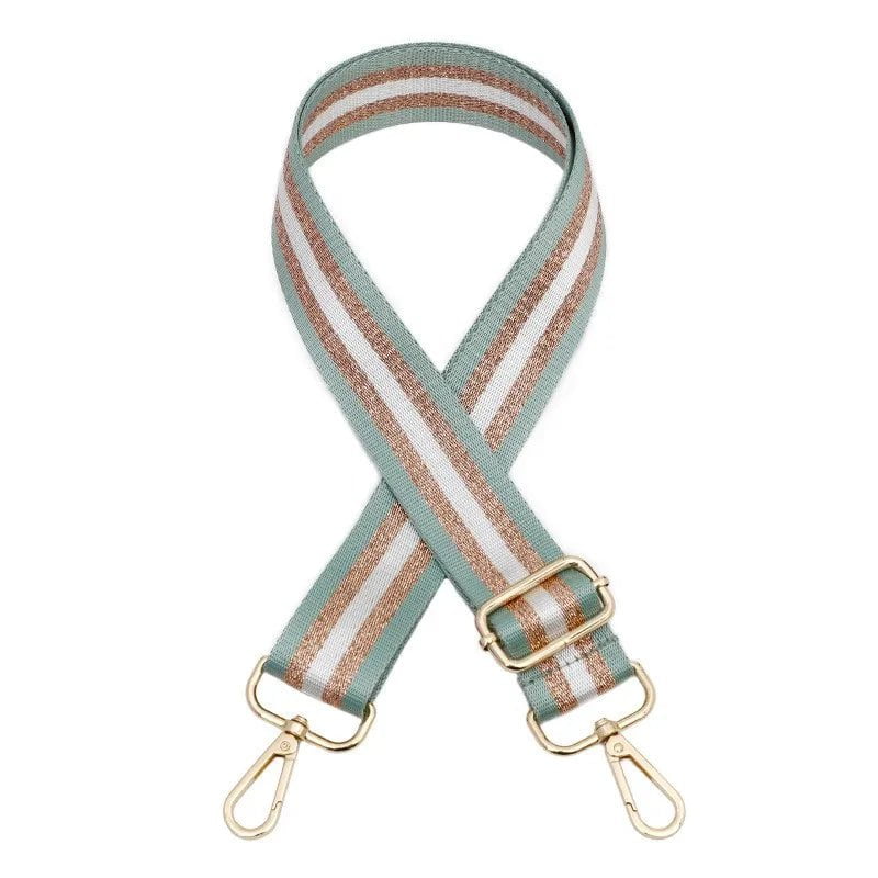 Storazone 6 / Gold buckle Shoulder Bag Strap Widening Adjustable Colourful Stripe Pattern Women Crossbody DIY Thickening Fashion Nylon New Bag Belt Strap