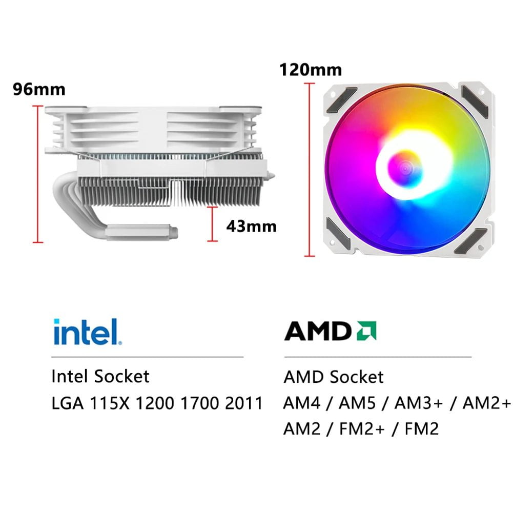 Storazone 6 Heatpipes CPU Cooler Fan Low Profile Radiator Ultra Slim 4Pin PWM LGA 115X 1200 1366 2011 V3 X79 X99 AM3 AM4 120mm CPU Cooling