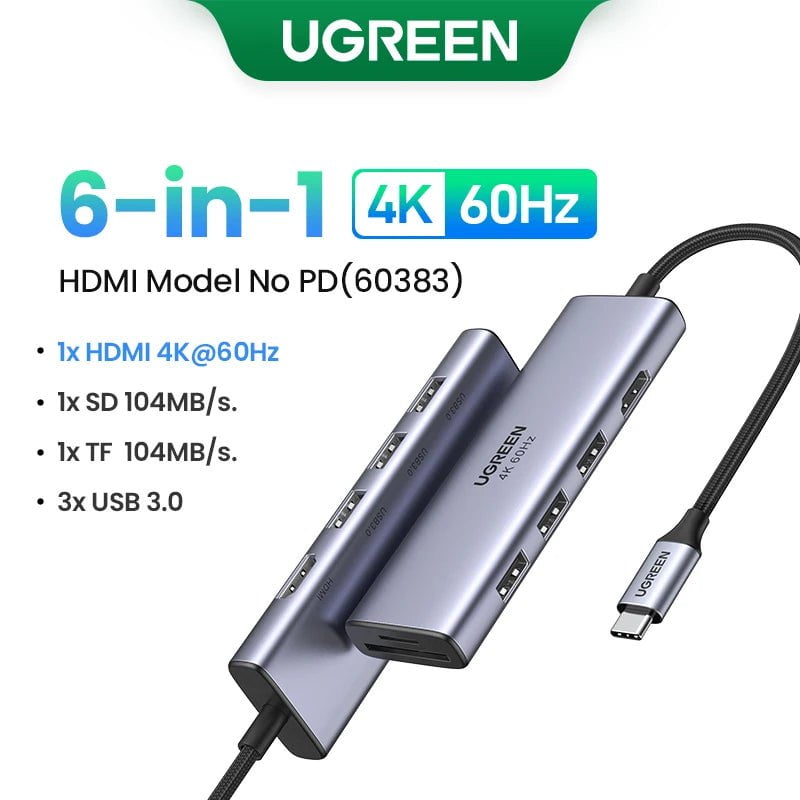 Storazone 6-in-1 HDMI Hub / Russian Federation UGREEN USB C HUB 4K60Hz Type C to HDMI2.0 RJ45 PD 100W Adapter For Macbook iPad Pro Air M2 M1 Sumsang PC Accessories USB 3.0 HUB