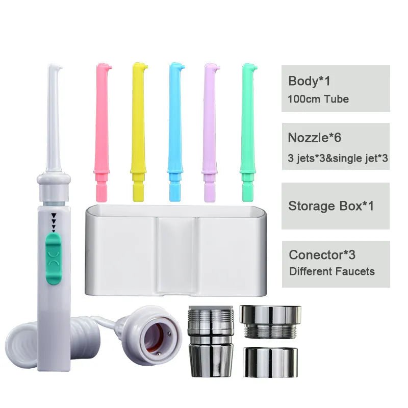 Storazone 6 Nozzles Type New Faucet Oral Irrigator Portable Teeth Cleaner Dental Water Flosser Pressure Adjustable Water Pick Jet Flossing No Charge Need